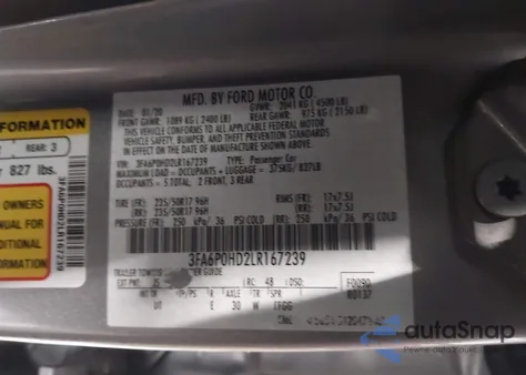 2020 Ford Fusion Se from USA, damaged, VIN 3FA6P0HD2LR167239